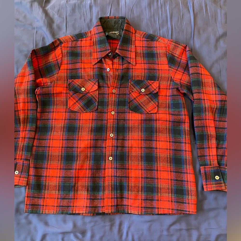 WOOLÓFTHEWEST Red Plaid Shirt by Brewster Size L - Picture 11 of 11